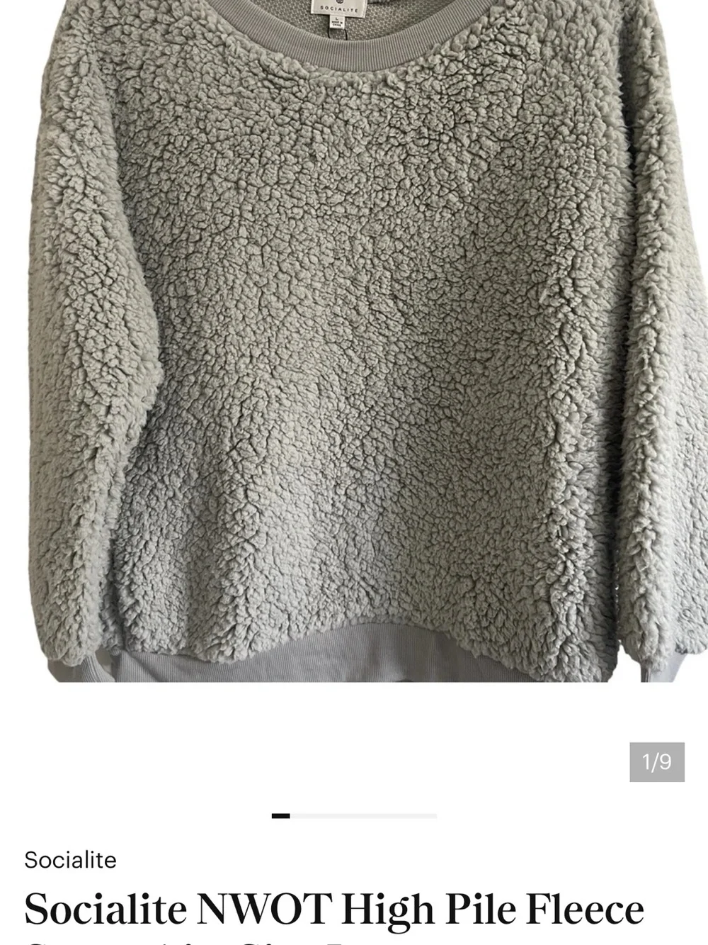 Socialite NWOT High Pile Fleece Sweatshirt Size Large